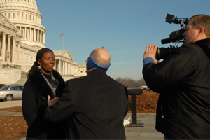 Manzaler talking to the press