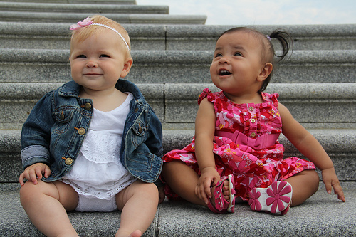 Babies on the stairs